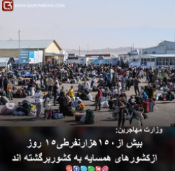 بیش از۱۵۰هزارنفرطی۱۵ روز ازکشورهای همسایه به کشوربرگشته اند