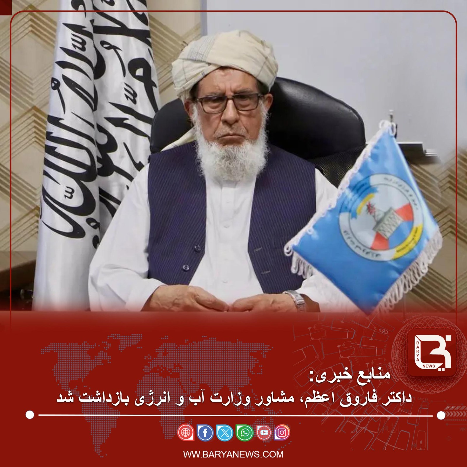 داکتر فاروق اعظم، مشاور وزارت آب و انرژی بازداشت شد