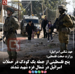 وزارت صحت فلسطین:   پنج فلسطینی از جمله یک کودک در حملات اسرائیل در شمال غزه شهید شدند