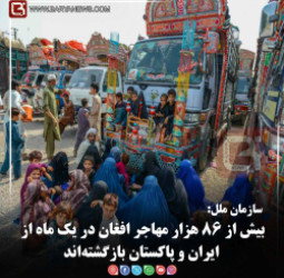 سازمان ملل:  بیش از ۸۶ هزار مهاجر افغان در یک ماه از ایران و پاکستان بازگشته‌اند