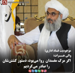 والی هــرات:   اگر مرگ مفسدان  روا می‌بود، دستور کشتن‌شان را صادر می‌کردیم