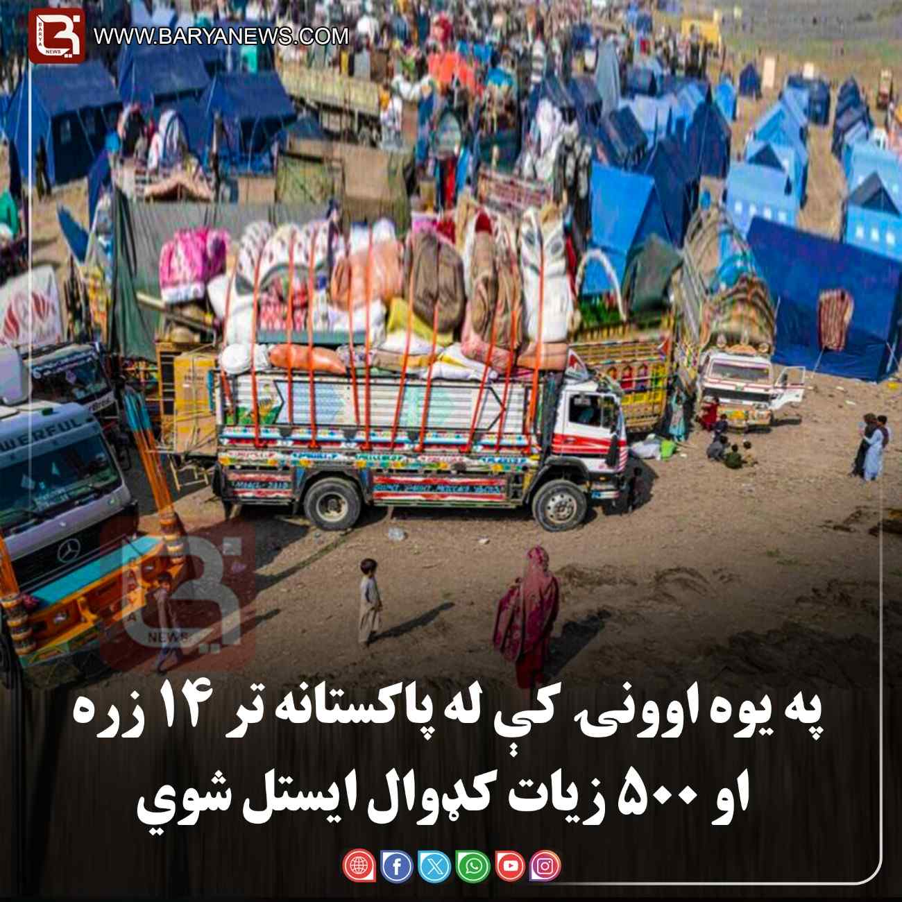 اسلام‌اباد –  په یوه اوونۍ کې له پاکستانه تر ۱۴ زره او ۵۰۰ زیات کډوال ایستل شوي