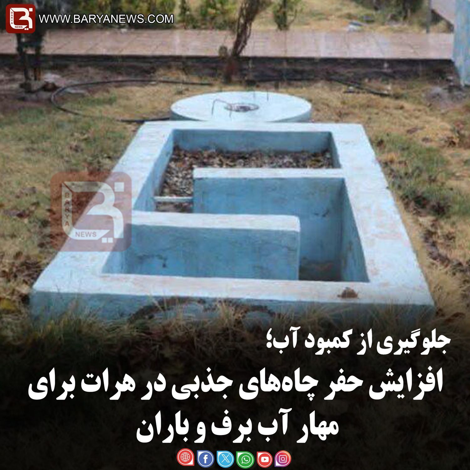 افزایش حفر چاه‌های جذبی در هرات برای مهار آب برف و باران