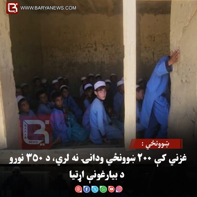 ښوونځي : غزني کې ۲۰۰ ښوونځي ودانۍ نه لري، د ۳۵۰ نورو د بیارغونې اړتیا ده