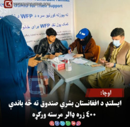 اوچا: ایسلنډ د افغانستان بشري صندوق ته څه باندې ۴۰۰ زره ډالر مرسته ورکړه