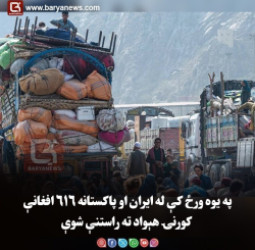 په یوه ورځ کې له ایران او پاکستانه ۶۱۶ افغانې کورنۍ هېواد ته راستنې شوې